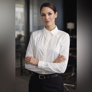 Athleta Womens White button down Shirt Sz XS Ease In Top Staple Work Wear NWOT